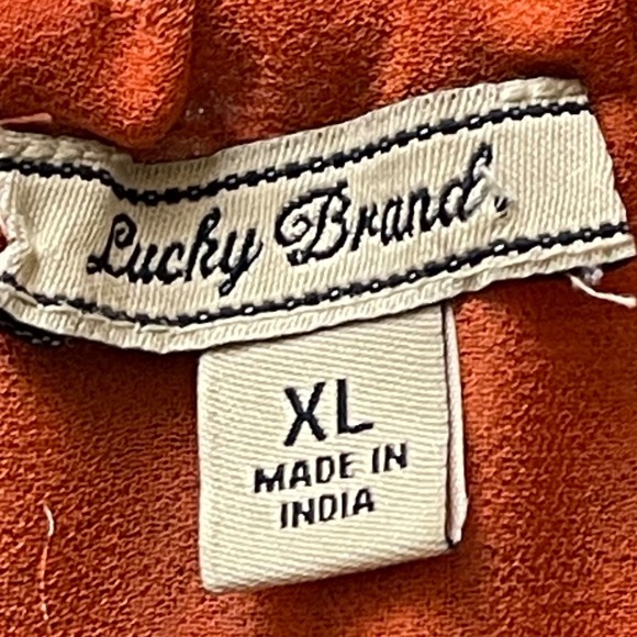 Lucky Brand Dress Women's XL Kaye Orange Blue Paisley Halter Pockets Q467 - Picture 3 of 7